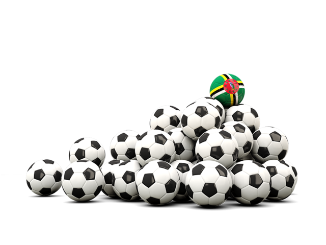 Pile of soccer balls. Download flag icon of Dominica at PNG format