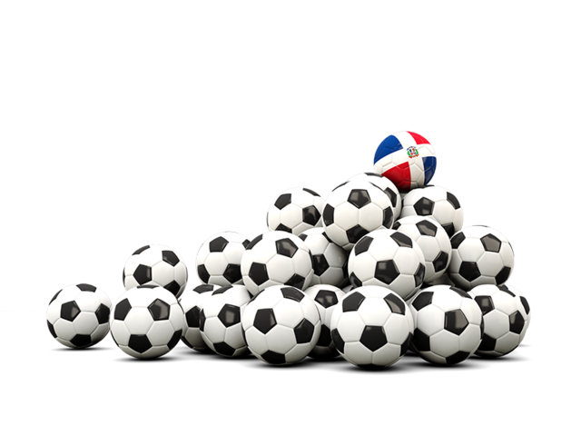 Гора футбольных мячей. Скачать флаг. Доминиканская Республика