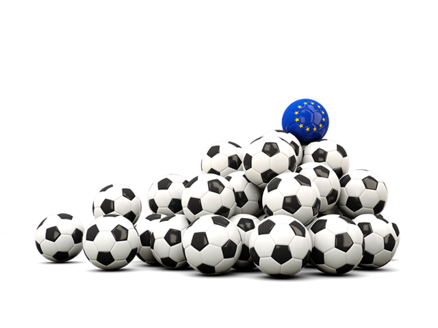 Pile of soccer balls. Download flag icon of European Union at PNG format