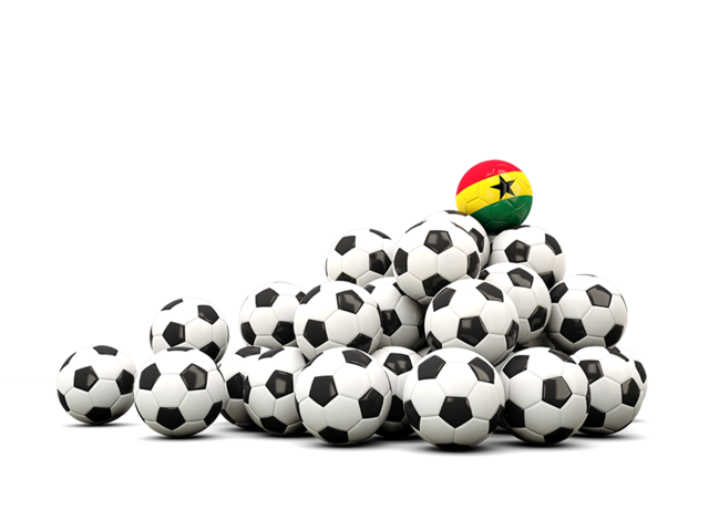 Гора футбольных мячей. Скачать флаг. Гана