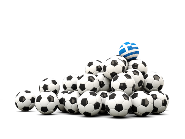 Гора футбольных мячей. Скачать флаг. Греция