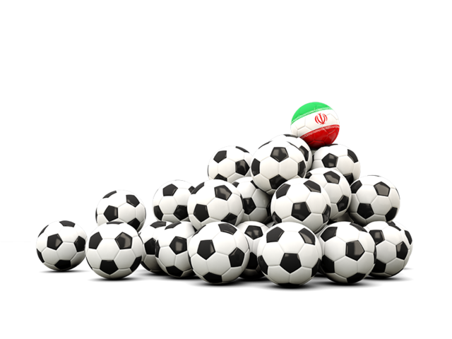 Гора футбольных мячей. Скачать флаг. Иран