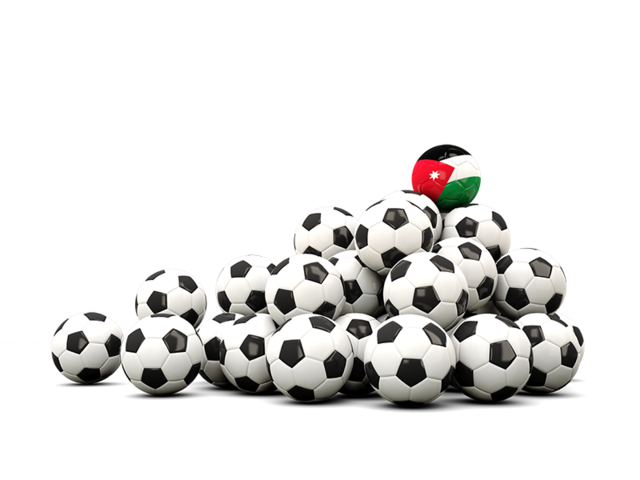 Гора футбольных мячей. Скачать флаг. Иордания