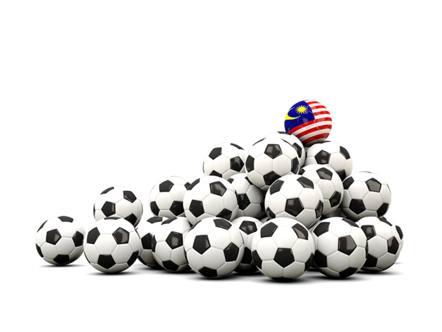 Гора футбольных мячей. Скачать флаг. Малайзия
