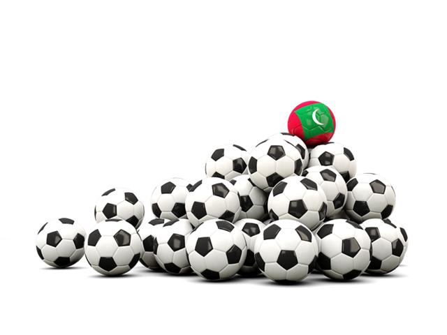 Гора футбольных мячей. Скачать флаг. Мальдивы