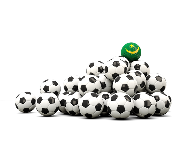 Pile of soccer balls. Download flag icon of Mauritania at PNG format