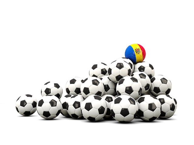 Pile of soccer balls. Download flag icon of Moldova at PNG format