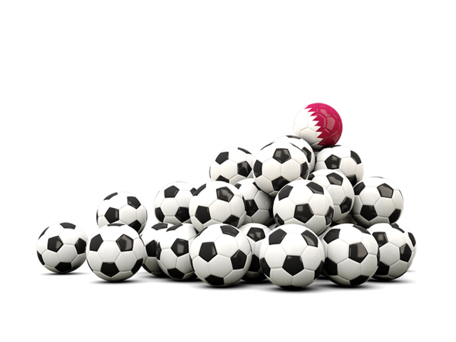 Pile of soccer balls. Download flag icon of Qatar at PNG format