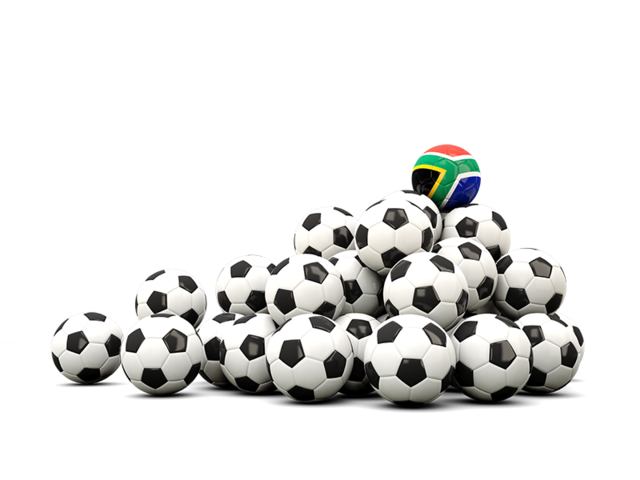 Гора футбольных мячей. Скачать флаг. ЮАР