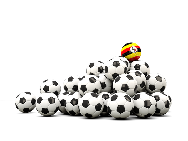Pile of soccer balls. Download flag icon of Uganda at PNG format