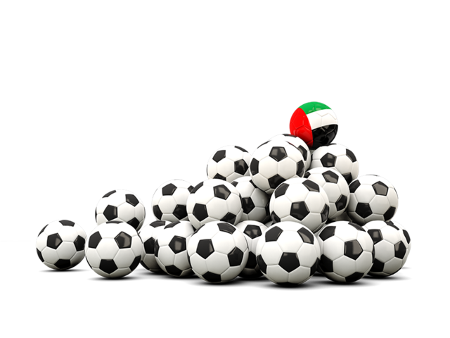 Гора футбольных мячей. Скачать флаг. Объединённые Арабские Эмираты