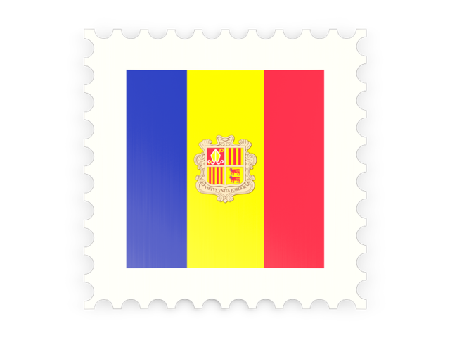 Postage stamp icon. Download flag icon of Andorra at PNG format