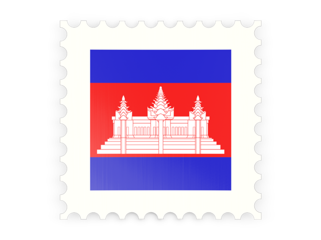 Postage stamp icon. Illustration of flag of Cambodia