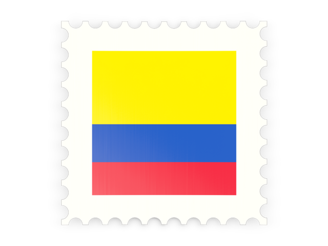 Postage stamp icon. Illustration of flag of Colombia