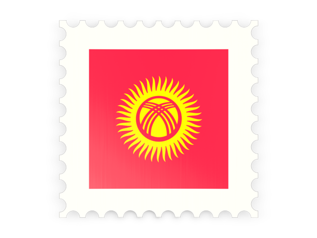 Postage stamp icon. Download flag icon of Kyrgyzstan at PNG format