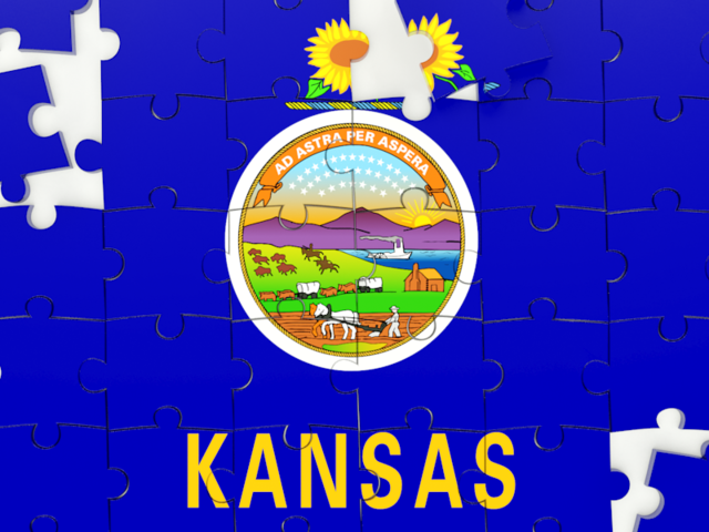 Puzzle. Download flag icon of Kansas