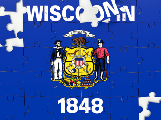 Puzzle. Download flag icon of Wisconsin