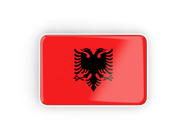 Rectangular icon with frame. Download flag icon of Albania at PNG format
