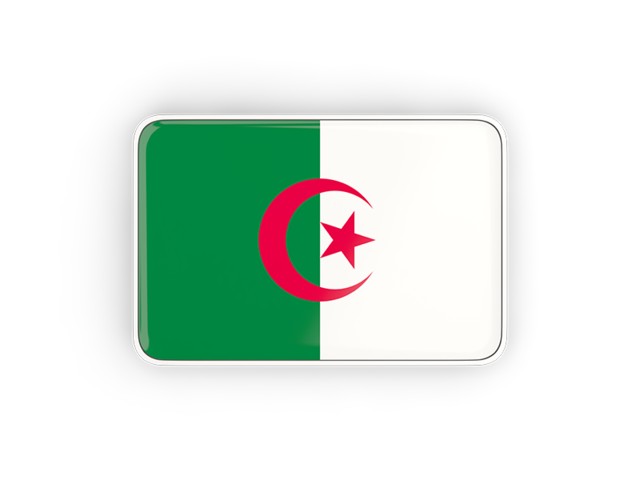 Rectangular icon with frame. Download flag icon of Algeria at PNG format