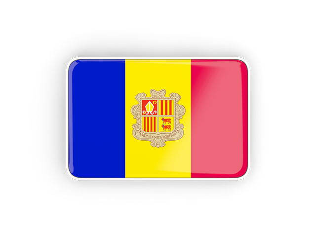 Rectangular icon with frame. Download flag icon of Andorra at PNG format