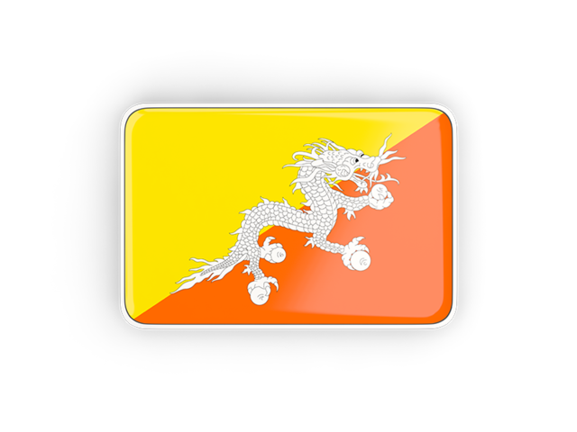 Rectangular icon with frame. Download flag icon of Bhutan at PNG format