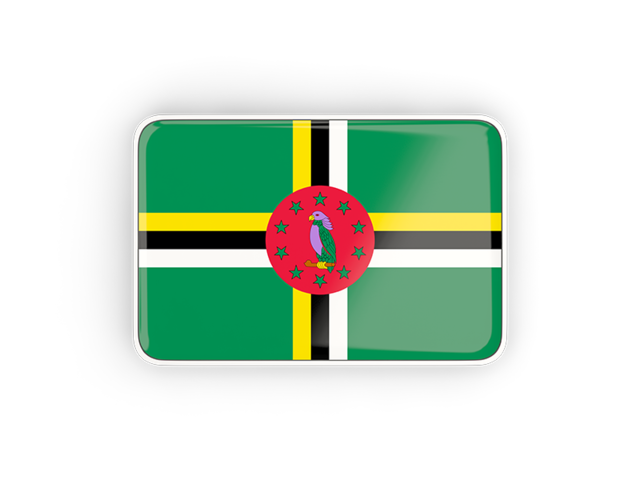 Rectangular icon with frame. Download flag icon of Dominica at PNG format