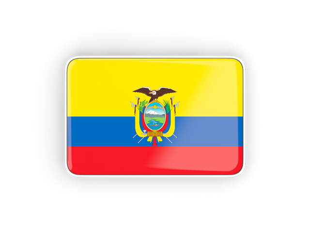Прямоугольная иконка с рамкой. Скачать флаг. Эквадор
