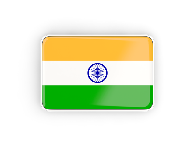 Rectangular icon with frame. Download flag icon of India at PNG format