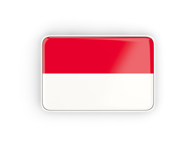 Rectangular icon with frame. Illustration of flag of Indonesia