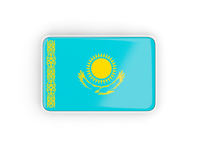 Rectangular icon with frame. Download flag icon of Kazakhstan at PNG format