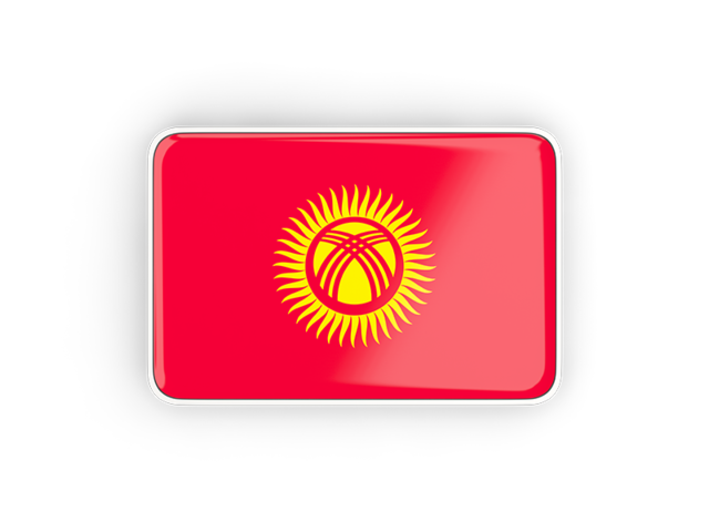 Rectangular icon with frame. Download flag icon of Kyrgyzstan at PNG format