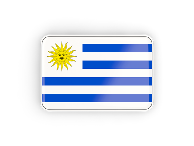 Rectangular icon with frame. Download flag icon of Uruguay at PNG format