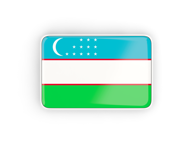 Rectangular icon with frame. Download flag icon of Uzbekistan at PNG format