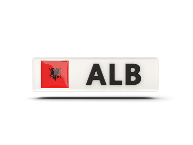 Rectangular icon with ISO code. Download flag icon of Albania at PNG format