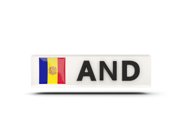 Rectangular icon with ISO code. Download flag icon of Andorra at PNG format