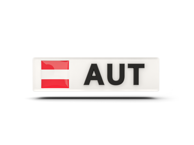 Rectangular icon with ISO code. Download flag icon of Austria at PNG format