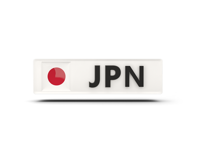 Прямоугольная иконка с кодом ISO. Скачать флаг. Япония