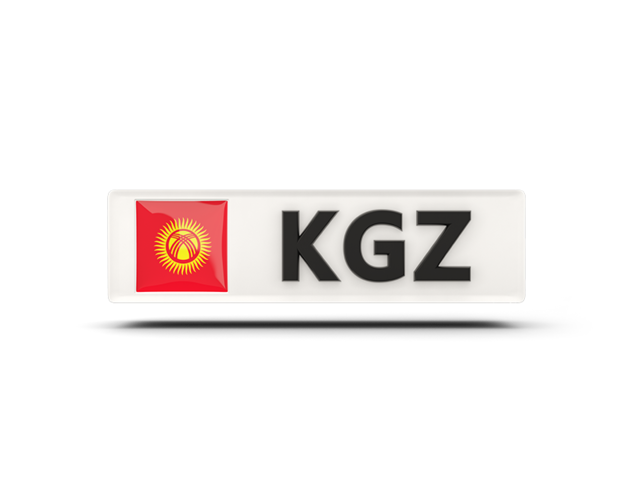 Rectangular icon with ISO code. Download flag icon of Kyrgyzstan at PNG format