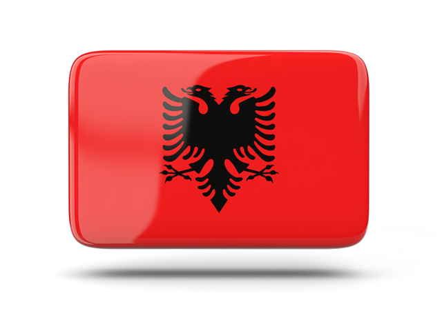 Прямоугольная иконка с тенью. Скачать флаг. Албания