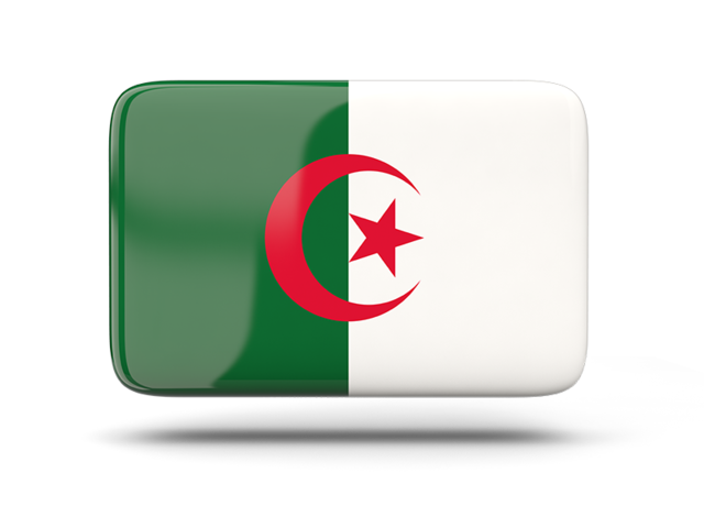 Rectangular icon with shadow. Download flag icon of Algeria at PNG format