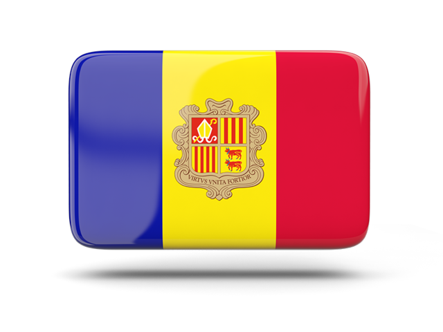 Rectangular icon with shadow. Download flag icon of Andorra at PNG format
