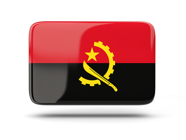 Rectangular icon with shadow. Download flag icon of Angola at PNG format