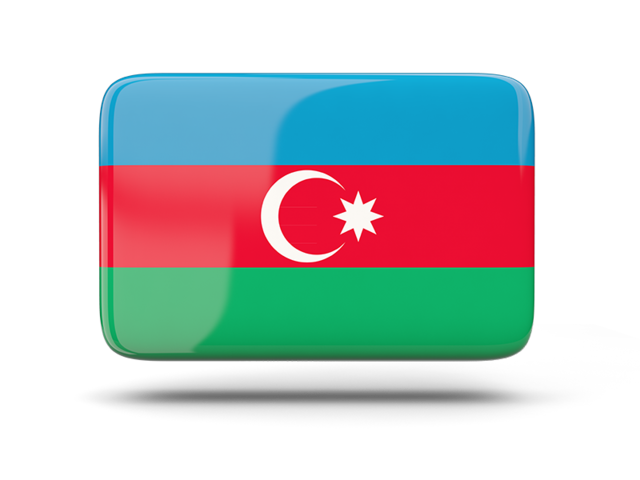 Прямоугольная иконка с тенью. Скачать флаг. Азербайджан