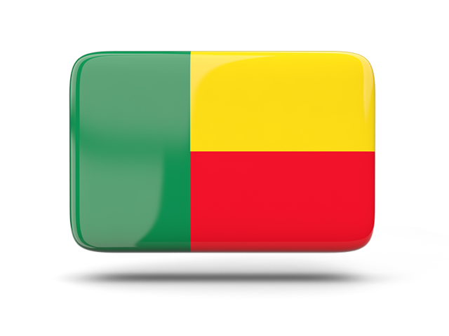 Rectangular icon with shadow. Download flag icon of Benin at PNG format