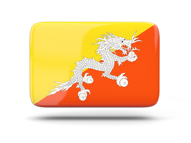 Rectangular icon with shadow. Download flag icon of Bhutan at PNG format