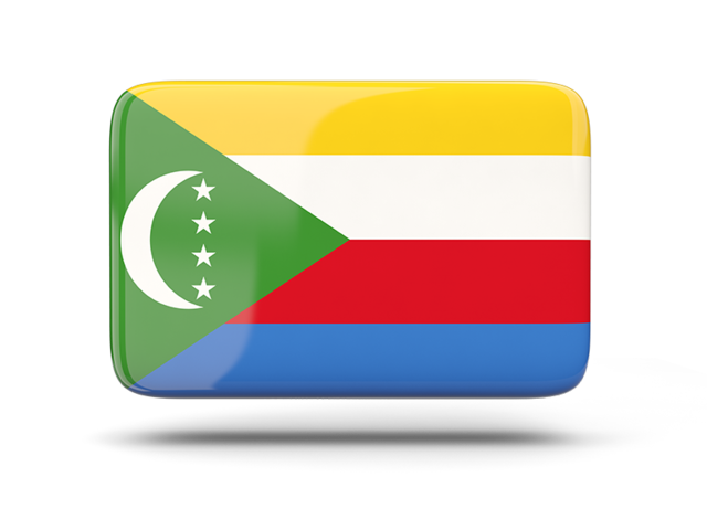 Rectangular icon with shadow. Download flag icon of Comoros at PNG format