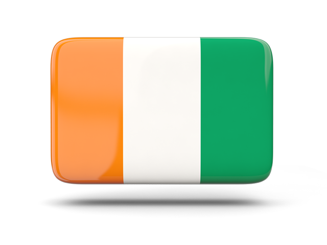 Rectangular icon with shadow. Download flag icon of Cote d'Ivoire at PNG format