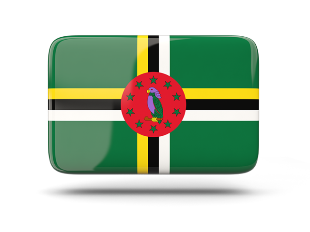 Rectangular icon with shadow. Download flag icon of Dominica at PNG format