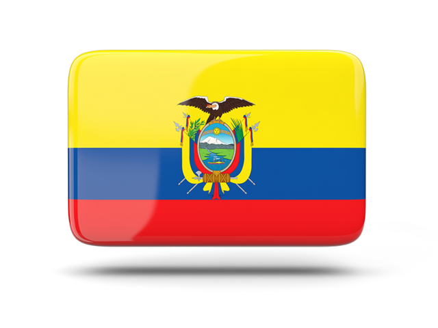 Rectangular icon with shadow. Download flag icon of Ecuador at PNG format