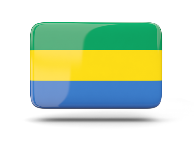 Rectangular icon with shadow. Download flag icon of Gabon at PNG format